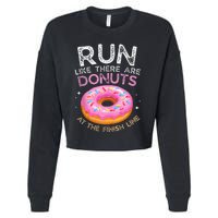 Donut Finish Line Marathon Funny Running For Men Women Cropped Pullover Crew