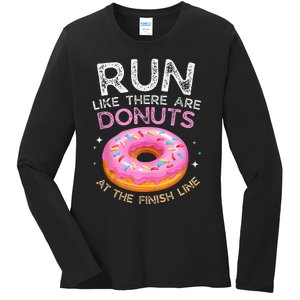 Donut Finish Line Marathon Funny Running For Men Women Ladies Long Sleeve Shirt