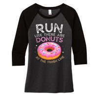 Donut Finish Line Marathon Funny Running For Men Women Women's Tri-Blend 3/4-Sleeve Raglan Shirt