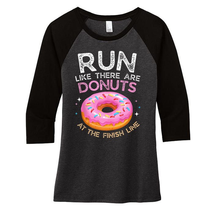 Donut Finish Line Marathon Funny Running For Men Women Women's Tri-Blend 3/4-Sleeve Raglan Shirt