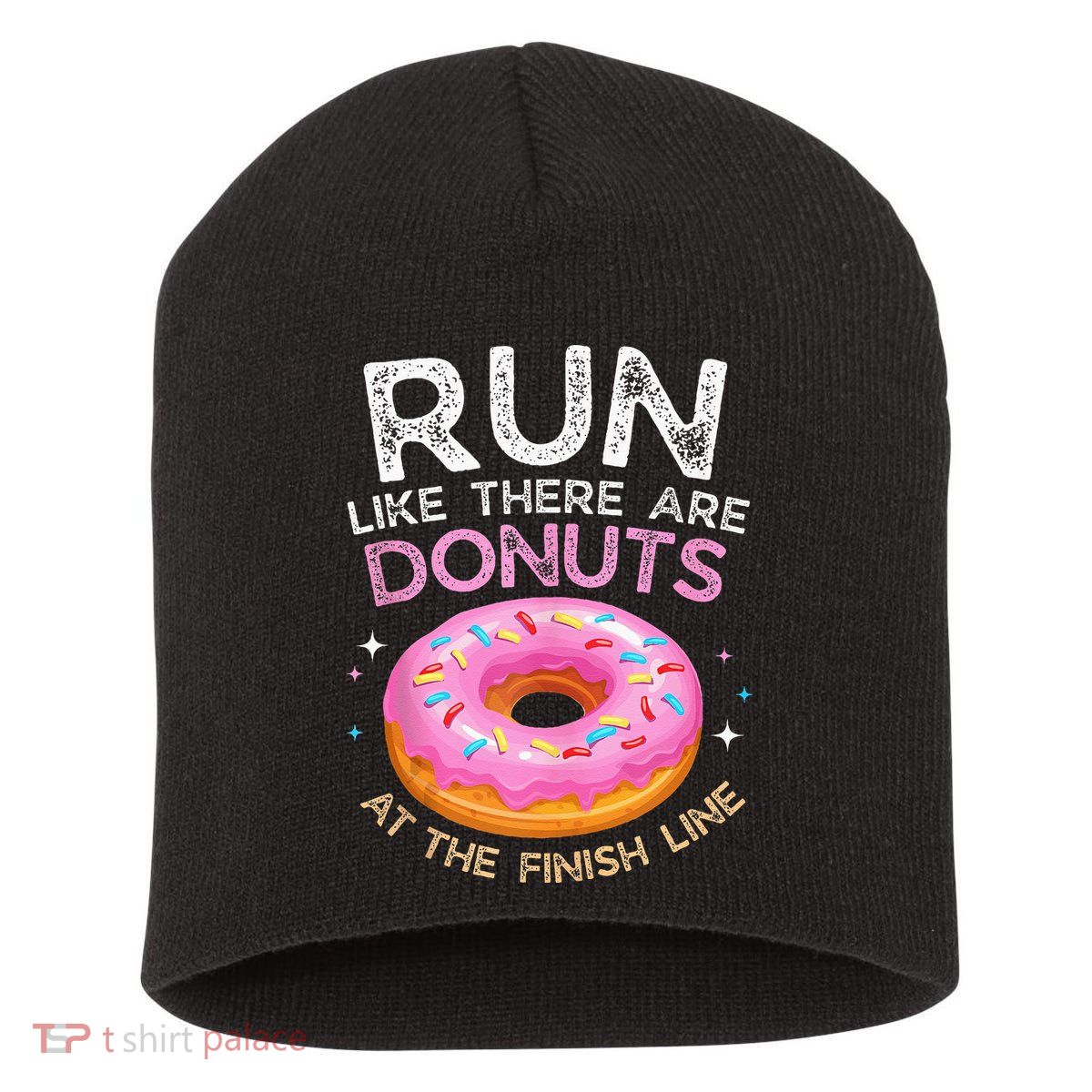 Donut Finish Line Marathon Funny Running For Men Women Short Acrylic Beanie