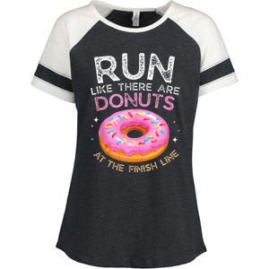 Donut Finish Line Marathon Funny Running For Men Women Enza Ladies Jersey Colorblock Tee