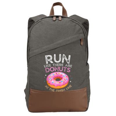 Donut Finish Line Marathon Funny Running For Men Women Cotton Canvas Backpack