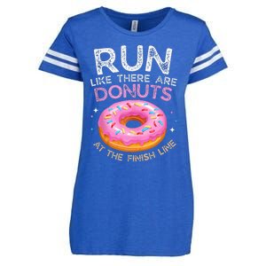 Donut Finish Line Marathon Funny Running For Men Women Enza Ladies Jersey Football T-Shirt