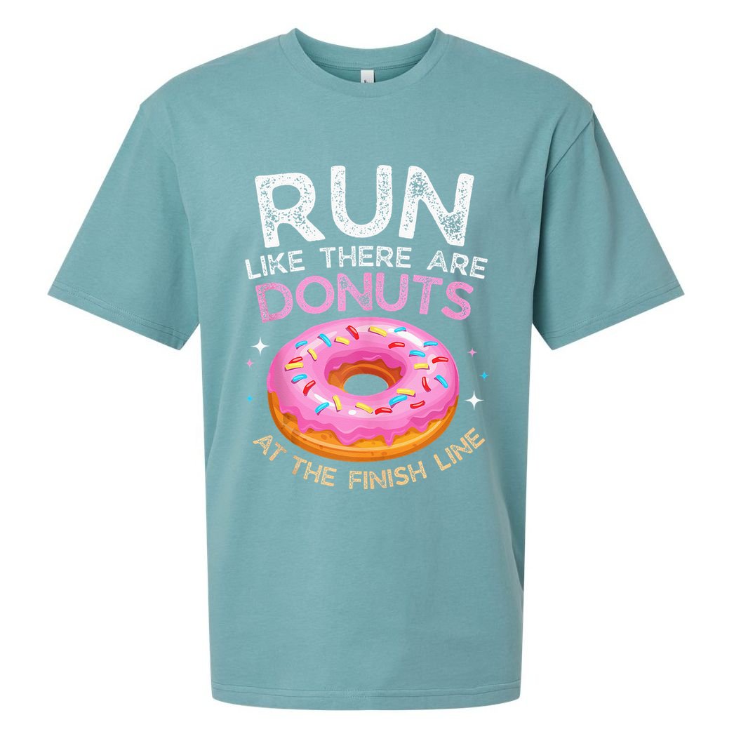 Donut Finish Line Marathon Funny Running For Men Women Sueded Cloud Jersey T-Shirt