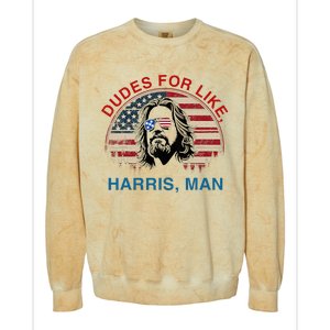 Dudes For Like Harris Man White Dude For Kamala Harris 2024 Colorblast Crewneck Sweatshirt