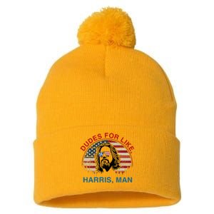 Dudes For Like Harris Man White Dude For Kamala Harris 2024 Pom Pom 12in Knit Beanie