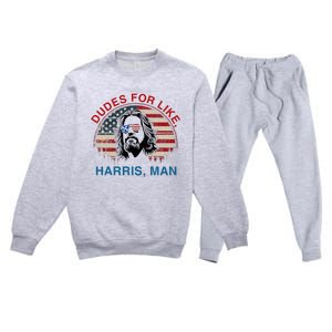 Dudes For Like Harris Man White Dude For Kamala Harris 2024 Premium Crewneck Sweatsuit Set