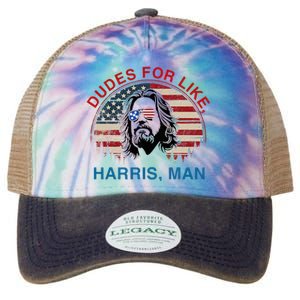 Dudes For Like Harris Man White Dude For Kamala Harris 2024 Legacy Tie Dye Trucker Hat