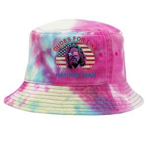 Dudes For Like Harris Man White Dude For Kamala Harris 2024 Tie-Dyed Bucket Hat