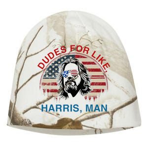 Dudes For Like Harris Man White Dude For Kamala Harris 2024 Kati - Camo Knit Beanie