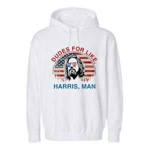 Dudes For Like Harris Man White Dude For Kamala Harris 2024 Garment-Dyed Fleece Hoodie