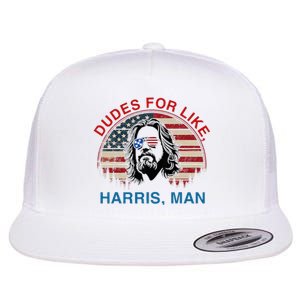 Dudes For Like Harris Man White Dude For Kamala Harris 2024 Flat Bill Trucker Hat