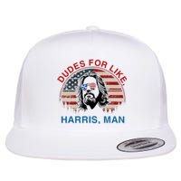 Dudes For Like Harris Man White Dude For Kamala Harris 2024 Flat Bill Trucker Hat