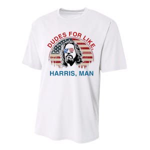 Dudes For Like Harris Man White Dude For Kamala Harris 2024 Performance Sprint T-Shirt