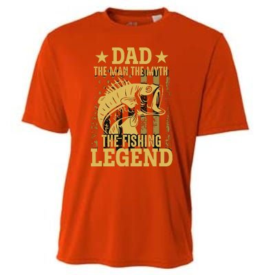 Dad Fishing Legend Flag Cooling Performance Crew T-Shirt