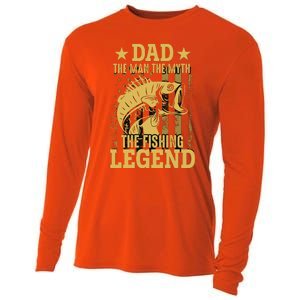 Dad Fishing Legend Flag Cooling Performance Long Sleeve Crew