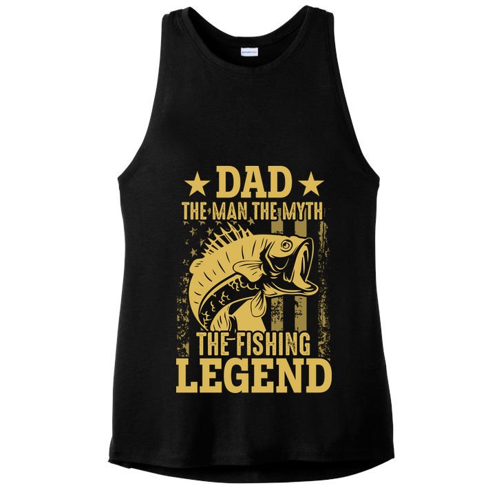 Dad Fishing Legend Flag Ladies PosiCharge Tri-Blend Wicking Tank