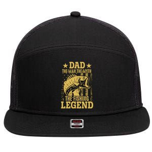 Dad Fishing Legend Flag 7 Panel Mesh Trucker Snapback Hat