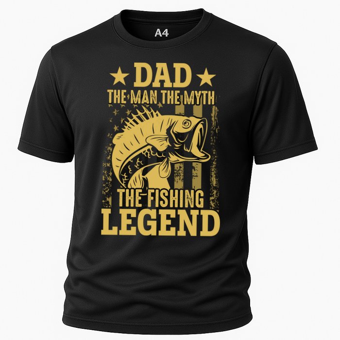 Dad Fishing Legend Flag Cooling Performance Crew T-Shirt