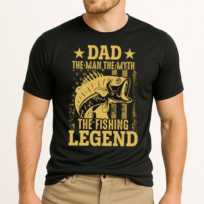 Dad Fishing Legend Flag Cooling Performance Crew T-Shirt