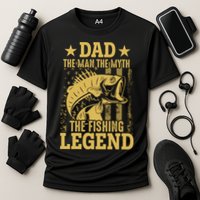 Dad Fishing Legend Flag Cooling Performance Crew T-Shirt