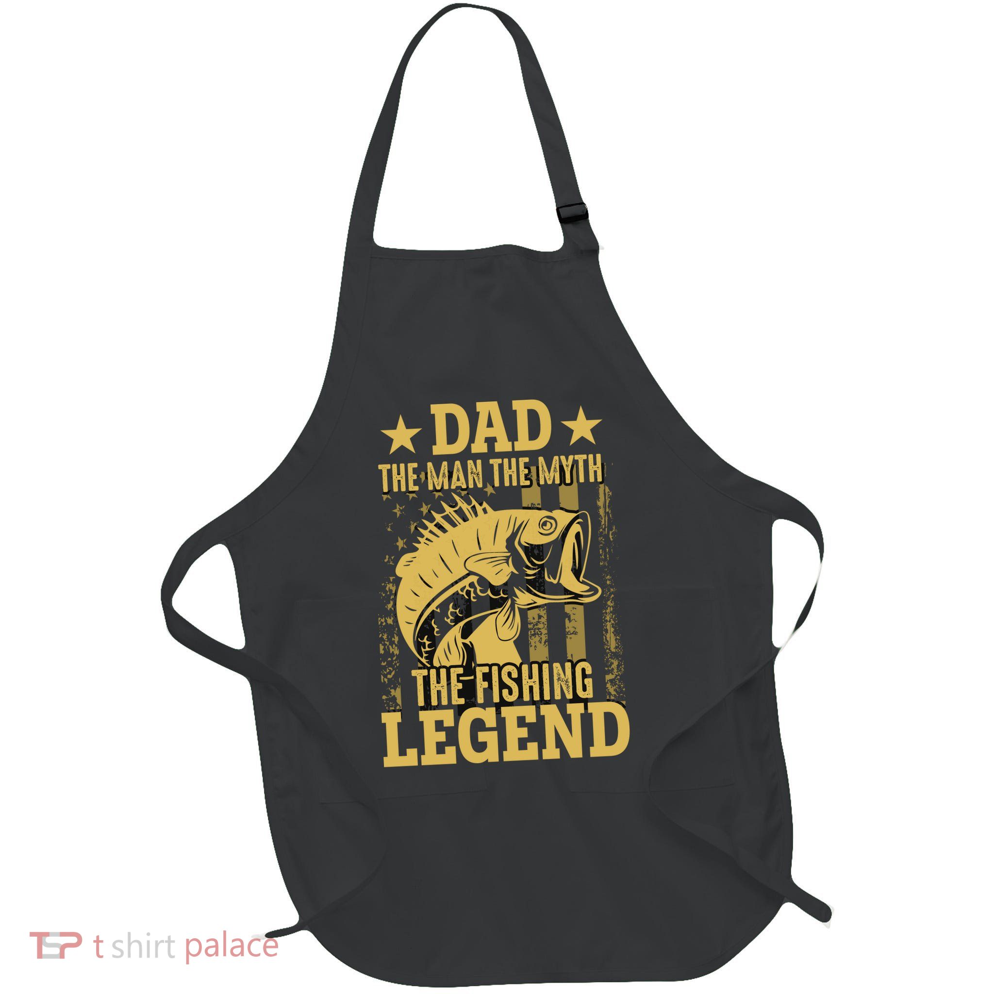 Dad Fishing Legend Flag Full-Length Apron With Pockets