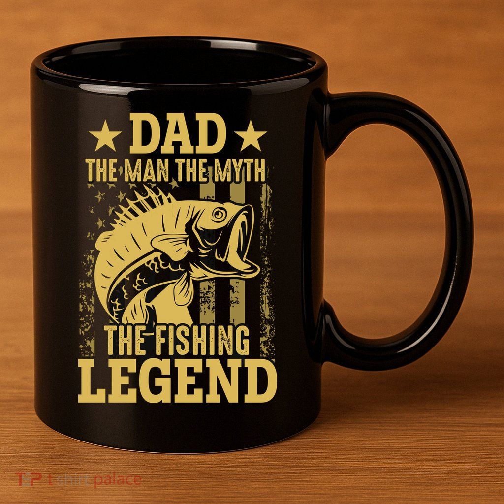 Dad Fishing Legend Flag 11oz C Handle Ceramic Mug