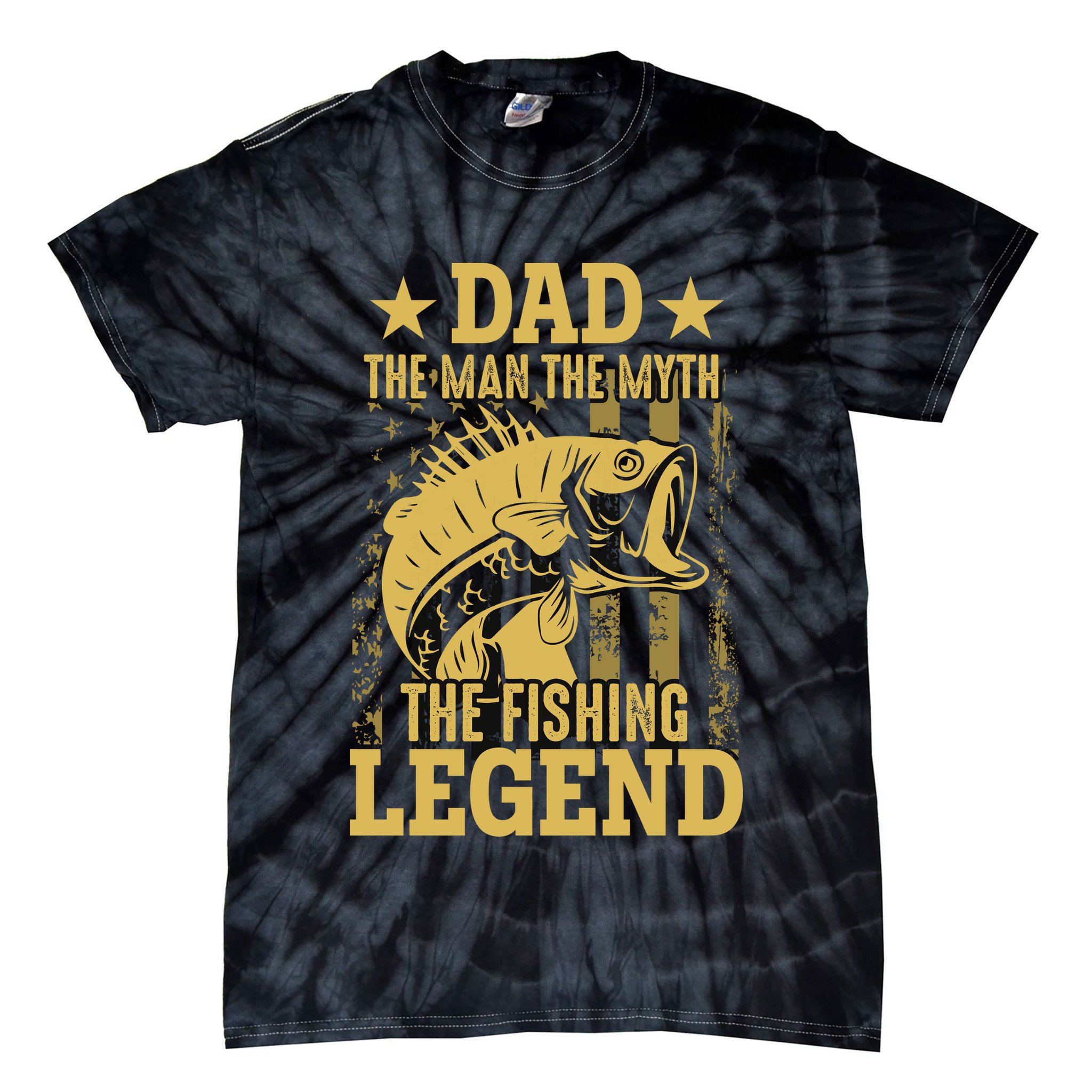 Dad Fishing Legend Flag Tie-Dye T-Shirt