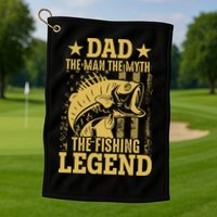 Dad Fishing Legend Flag Golf Towel