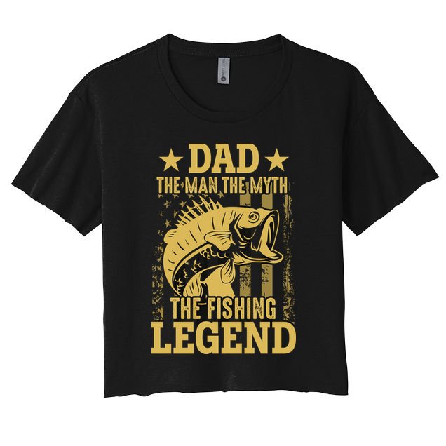 Dad Fishing Legend Flag Crop Top