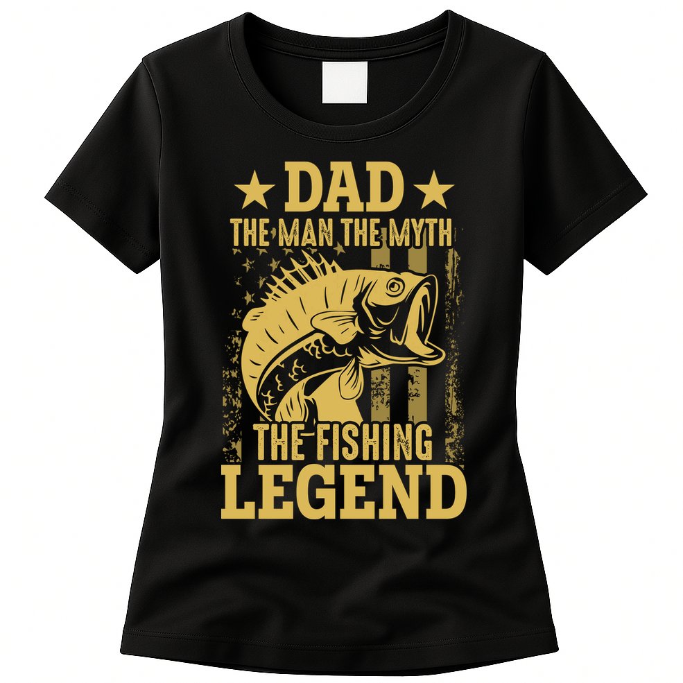 Dad Fishing Legend Flag Womens T-Shirt