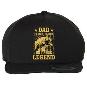 Dad Fishing Legend Flag Wool Snapback Cap