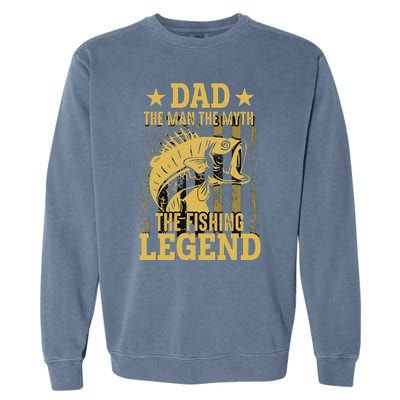 Dad Fishing Legend Flag Garment-Dyed Sweatshirt