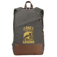 Dad Fishing Legend Flag Cotton Canvas Backpack