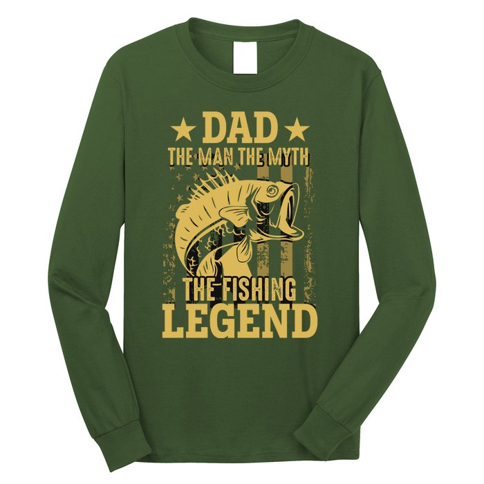 Dad Fishing Legend Flag Long Sleeve Shirt