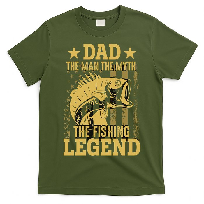 Dad Fishing Legend Flag T-Shirt