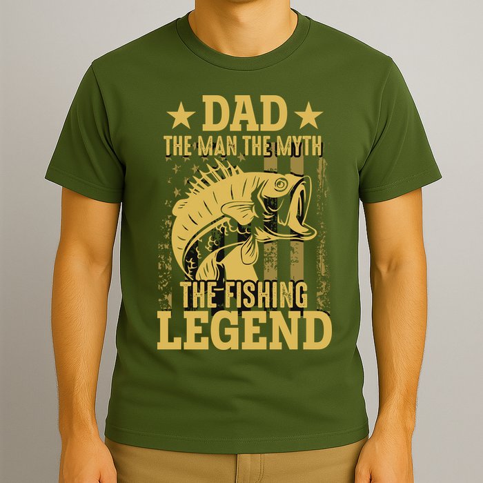 Dad Fishing Legend Flag T-Shirt