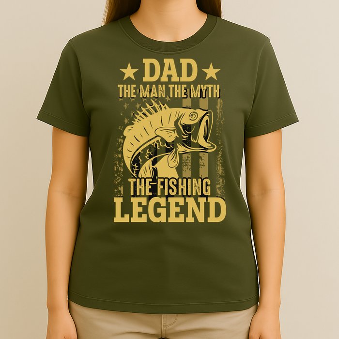 Dad Fishing Legend Flag T-Shirt