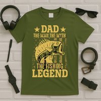 Dad Fishing Legend Flag T-Shirt