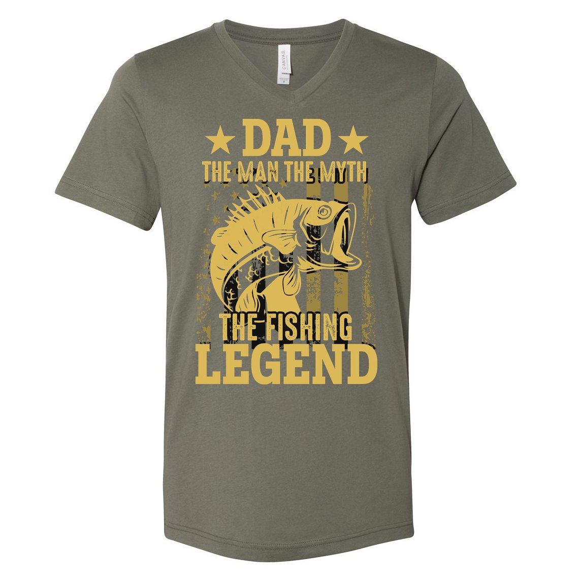 Dad Fishing Legend Flag V-Neck T-Shirt