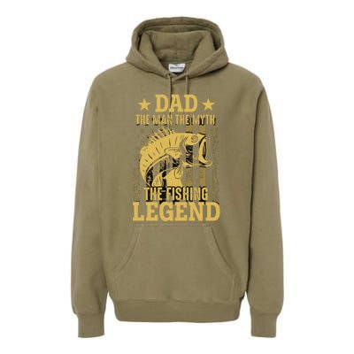 Dad Fishing Legend Flag Premium Hoodie