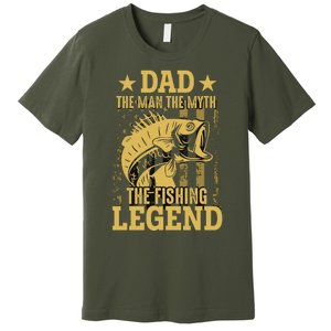 Dad Fishing Legend Flag Premium T-Shirt