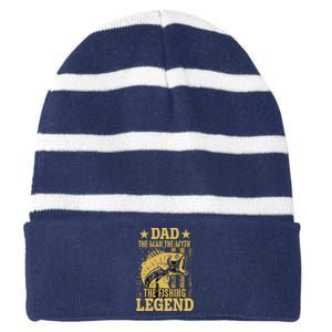 Dad Fishing Legend Flag Striped Beanie with Solid Band