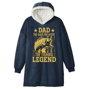 Dad Fishing Legend Flag Hooded Wearable Blanket