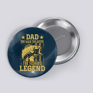 Dad Fishing Legend Flag Button