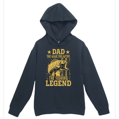 Dad Fishing Legend Flag Urban Pullover Hoodie