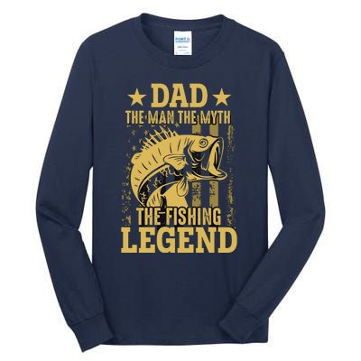 Dad Fishing Legend Flag Tall Long Sleeve T-Shirt