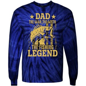 Dad Fishing Legend Flag Tie-Dye Long Sleeve Shirt