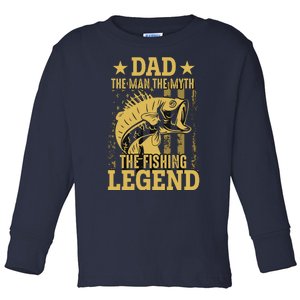 Dad Fishing Legend Flag Toddler Long Sleeve Shirt